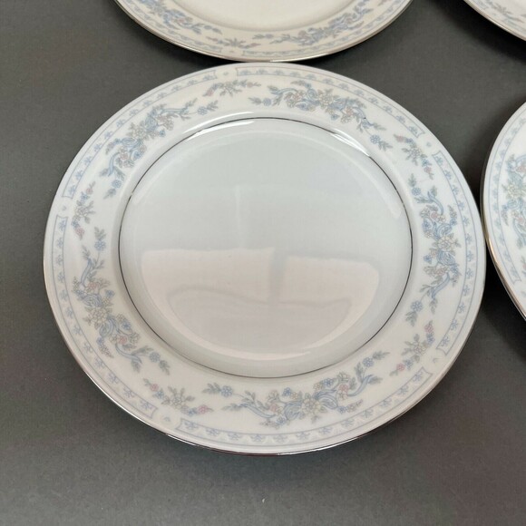 Somerset by NL Excel Bread and Butter Plates Floral Platinum Trim Lot of 4 - Picture 3 of 7